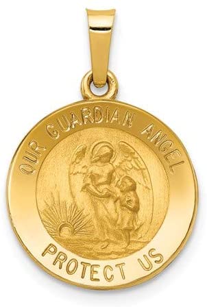 14k Yellow Gold Our Guardian Angel Medal Pendant (17X15MM)