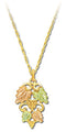 Two Stack Leaves and Grapes Necklace, 10k Yellow Gold, 12k Green and Rose Gold Black Hills Gold Motif, 18"