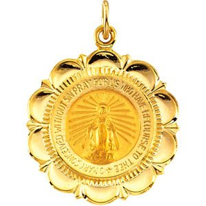 14k Yellow Gold Miraculous Medal (25x21 MM)