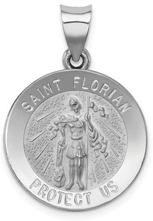Rhodium-Plated 14k White Gold St. Florian Medal Pendant (21X18MM)