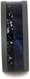 The Men's Jewelry Store (Unisex Jewelry) Blue Box Elder Burl Wood, Black Stardust 8mm Sandblasted Titanium Comfort-Fit Band, Size 9.25