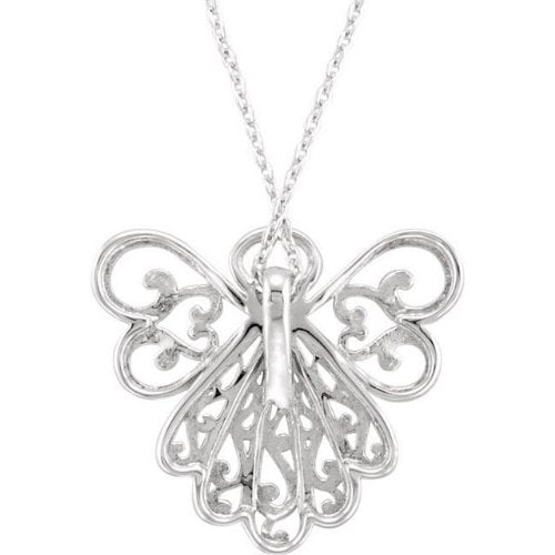 Guardian Angel Pendant Necklace, Rhodium Plate Sterling Silver, 18"