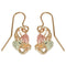 Fancy Scroll Grape Leaf Earrings, 10k Yellow Gold, 12k Rose and Green Gold Black Hills Gold Motif