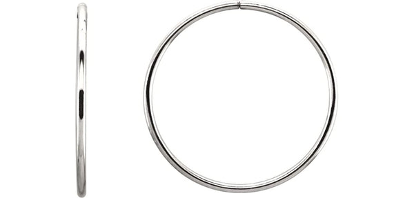 Endless Hoop Tube Earrings, Sterling Silver (35mm)