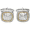 Diamond Elephant Skin Embossed Square Cuff Links, Sterling Silver, 14k Yellow Gold (.50 Ctw, GH Color, Clarity I1 )