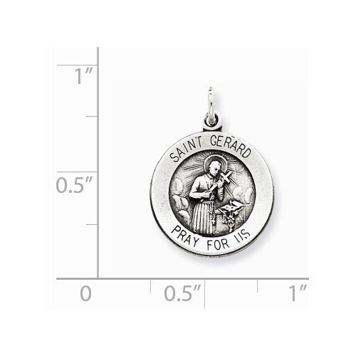 Sterling Silver Antiqued Saint Gerard Medal Charm Pendant (22X16 MM)