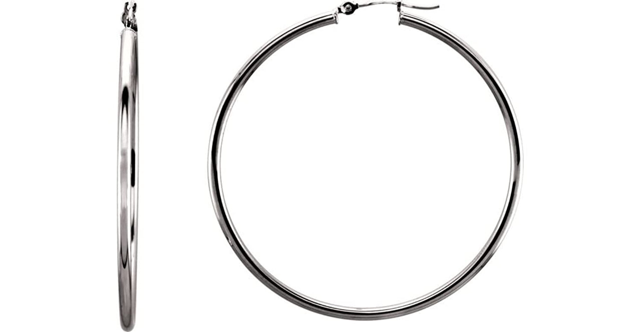 Tube Hoop Earrings, 14k White Gold