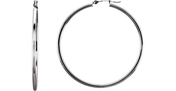 Tube Hoop Earrings, 14k White Gold