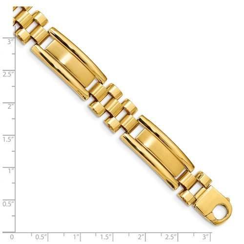 Men's Polished and Satin 14k Yellow Gold 13.25mm Link Bracelet, 8.5"