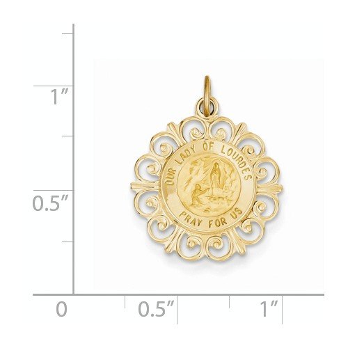 14k Yellow Gold Our Lady Of Lourdes Medal Pendant (24X19MM)