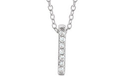 Diamond Bar Necklace in Rhodium-Plated 14k White Gold, 16-18" (.05 Ctw, Color H+, Clarity I1)
