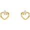 Childrens 14k Yellow Gold Open Heart and CZ Earrings