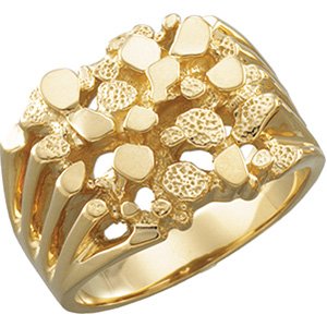 10kt Yellow Gold Mens Nugget Ring, Size 10.25