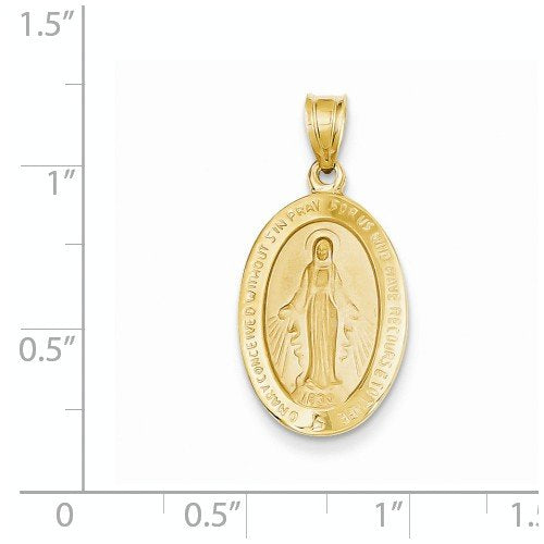 14k Yellow Gold Miraculous Medal Charm Pendant (27X14 MM)