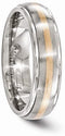 Gold Collection Brushed Titanium and 14k Rose Gold Inlay 6mm Bands,Size 10.5