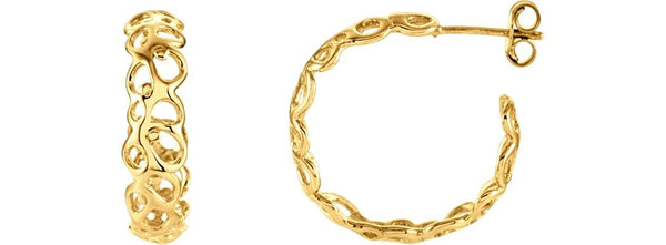 Fancy Hoop Earrings, 14k Yellow Gold, 5.97mm