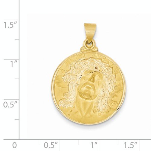 14k Yellow Gold Head Of Christ Medal Round Pendant (34X24MM)