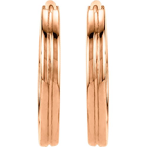 Grooved Hoop Earrings, 14k Rose Gold