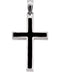 Black Epoxy Inlay Cross 14k White Gold Pendant (20X13MM)