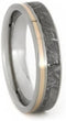 Gibeon Meteorite, 14k Rose Gold Stripe 5.5mm Titanium Comfort-Fit Ring, Size 5