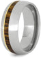 Bocote Wood, 14k Yellow Gold Pinstripe 8mm Comfort-Fit Titanium Band, Size 12.25
