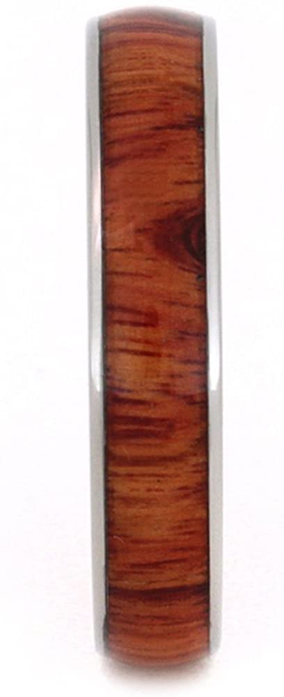 Tulip Wood Inlay 4mm Comfort-Fit Titanium Wedding Ring, Size 4.25