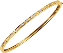 Petite Diamond Bangle Bracelet, 14k Yellow Gold, 7" (.33 Cttw, HI Color, I1 Clarity)