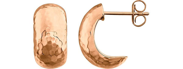 Hammered Hoop Earrings, 14k Rose Gold