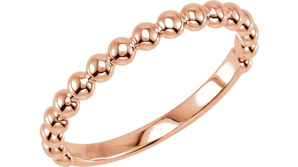 Granulated Bead Stackable 2.5mm 14k Rose Gold Ring, Size 8.75