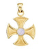 Chalcedoney and 14k Yellow Gold Maltese Cross Pendant