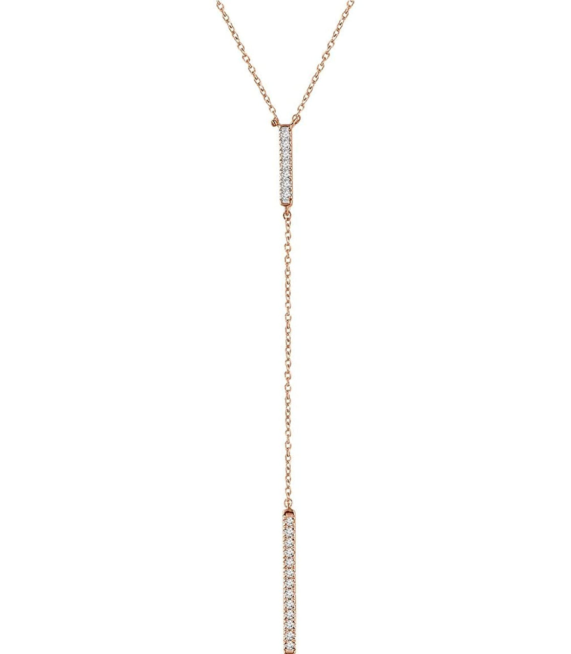 Diamond Bar Y Necklace in 14k Rose Gold, 16-18" ( 1/5 Ctw, Color G+, Clarity I1)