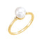 White Freshwater Cultured Pearl and Diamond Ring, 14k Yellow Gold (7.00-7.50 mm) (.025Ctw, G-H Color, I1 Clarity)