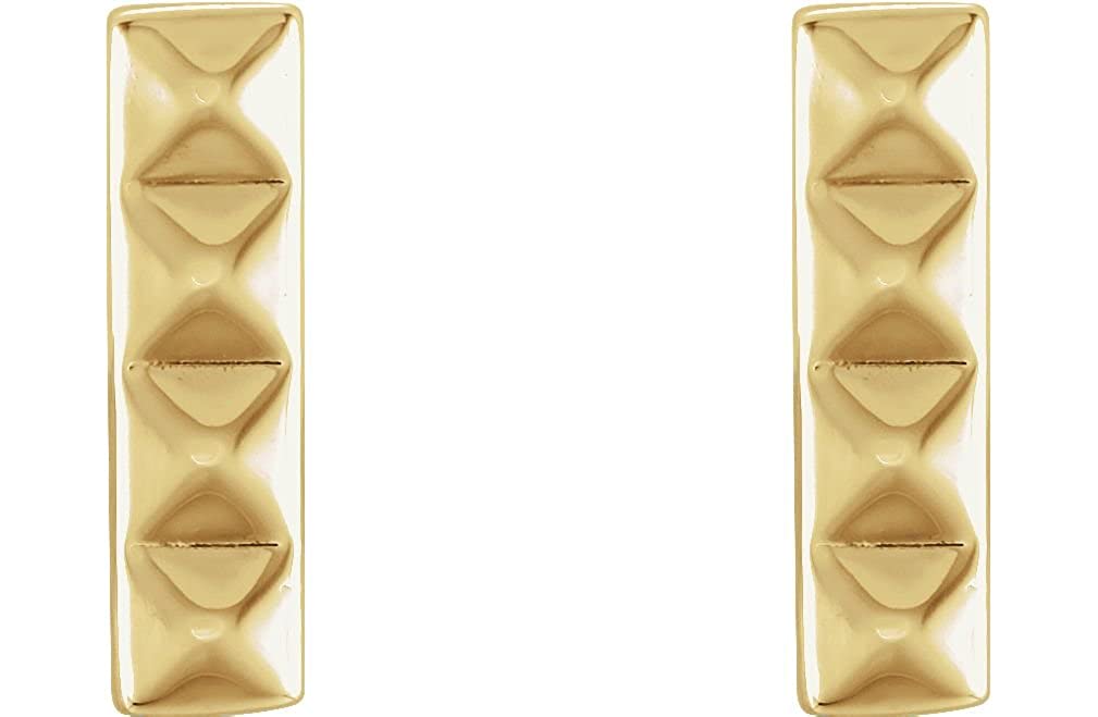 Pyramid Bar Stud Earrings, 14k Yellow Gold
