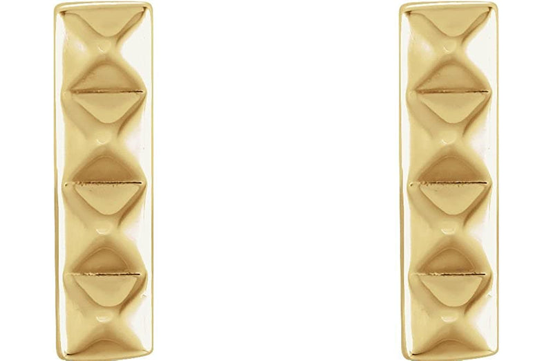 Pyramid Bar Stud Earrings, 14k Yellow Gold
