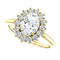 Oval Cubic Zirconia and Diamond Halo 14k Yellow Gold Ring (.35 Cttw, GH Color, SI1 Clarity)