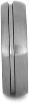 Matte Titanium Grooved Pinstripe 6mm Comfort-Fit Ironwood Band, Size 4.75