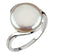 White Freshwater Cultured Coin Pearl Ring, Sterling Silver (13-14mm)