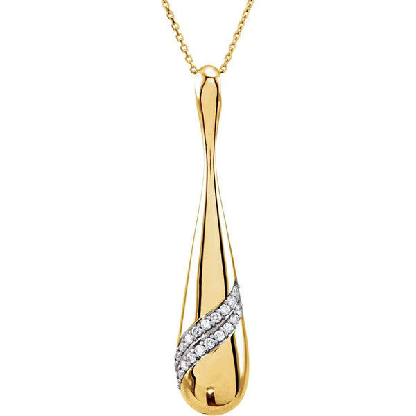 Diamond Teardrop Reversible Pendant Necklace in 14k Yellow Gold, 18"(1/3 Cttw)