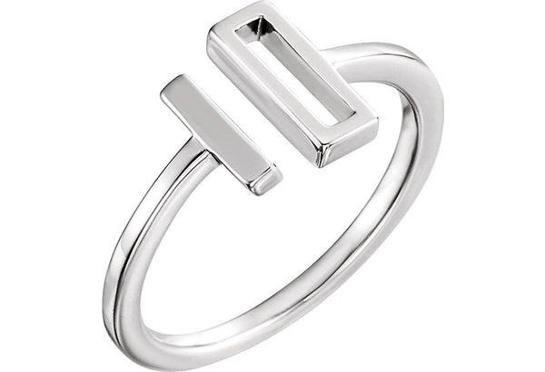 Slim-Profile Rectangle Bar Ring, Sterling Silver, Size 5.5