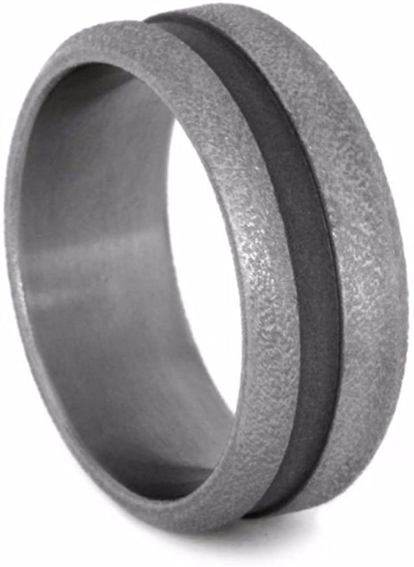 Deep Frost, Sandblast Titanium 8mm Grooved Comfort-Fit Band 8mm Comfort-Fit Band, Size 13.5