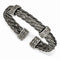Men's Thorn Collection Gray Titanium Cable Wire with Cast Titanium Accent Cuff Bangle Bracelet, 7"