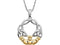 Two-Tone Claddagh Pendant, Rhodium-Plated 14k White and Yellow Gold