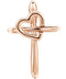 Cross with Heart 14k Rose Gold Pendant (19.80X13.30)