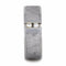 2-Stone Tension Set White Sapphires, Gibeon Meteorite 8mm Comfort-Fit Titanium Wedding Band, Size 6.75
