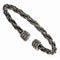 Men's Thorn Collection Gray Titanium Cable with Cast Cuff Bangle Bracelet, 7"