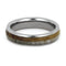 Whiskey Barrel Oak Wood & Deer Antler 4mm Comfort-Fit Titanium Wedding Band
