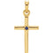 Blue Sapphire Inset Cross 14k Yellow Gold Pendant (19.2x9MM)