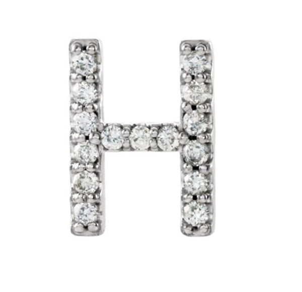 Sterling Silver Diamond Letter 'H' Initial Stud Earring (Single Earring) (.07 Ctw, GH Color, I1 Clarity)