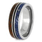 Blue Stardust, Fossil Meteorite, Dinosaur Bone, Black Stripe 8mm Titanium Comfort-Fit Wedding Band
