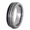 Dinosaur Bone, Gibeon Meteorite, Black Stripe 7mm Comfort-Fit Titanium Wedding Band